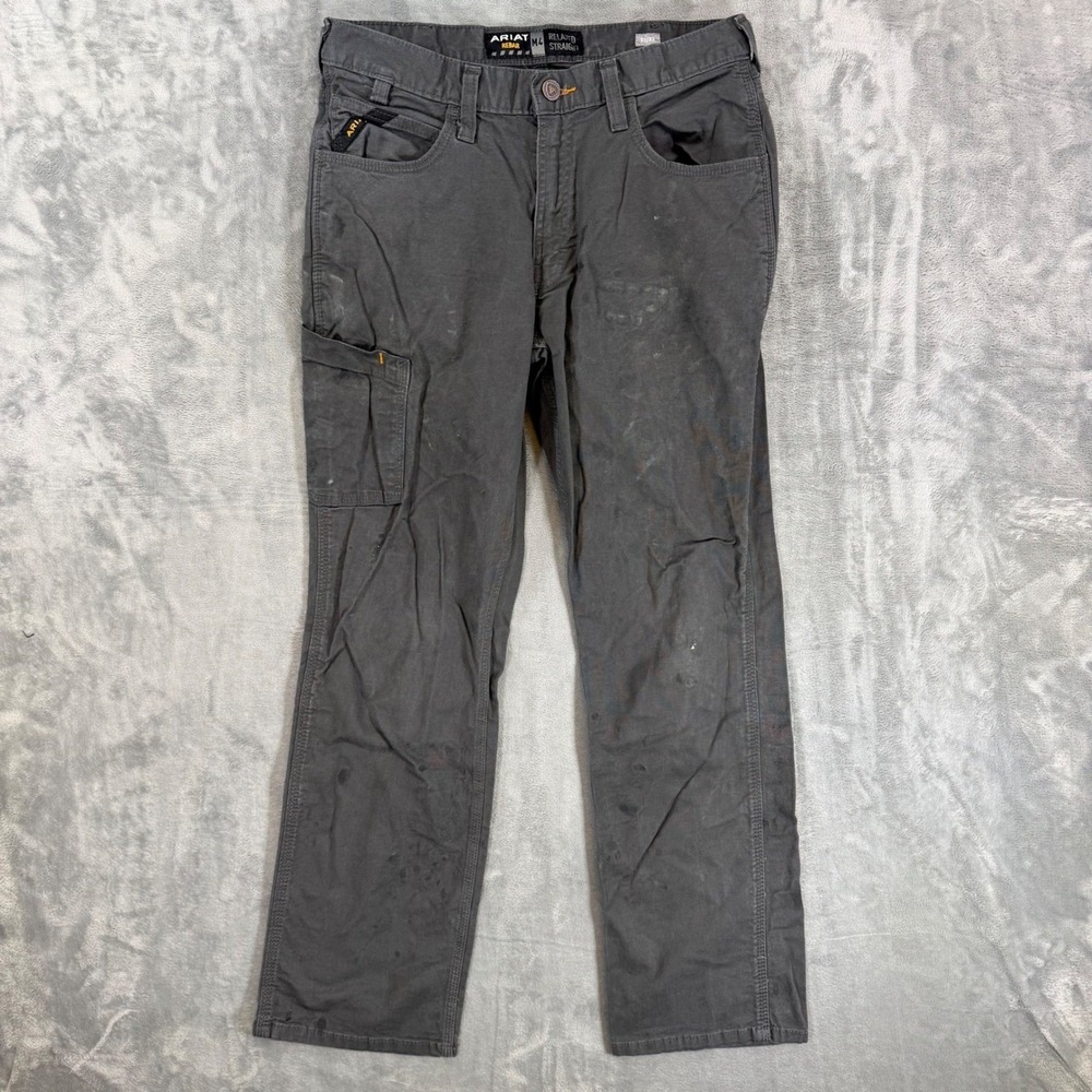 Ariat Rebar M4 Relaxed Straight Leg Work Pants Men's Size 32x32 Gray Utility